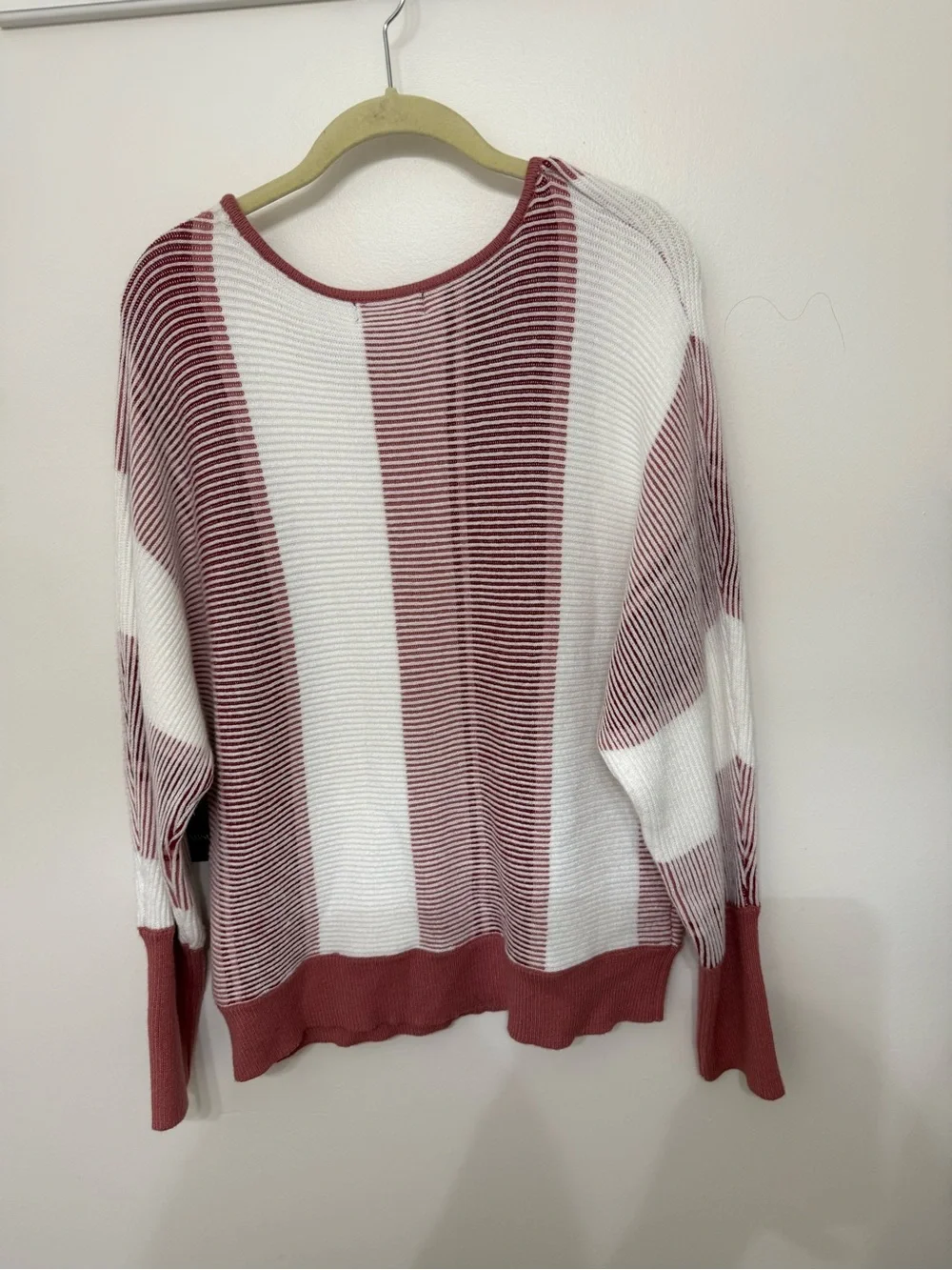 Absolutely Famous Pink and White Striped Crew Neck Sweater